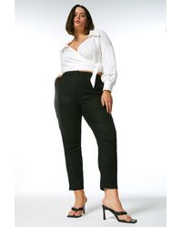 Karen Millen - Plus Size Linen Viscose Woven Straight Leg Trouser - Lyst