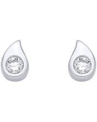 Jewelco London - Cz Horny Tear Drop Avocado Solitaire Stud Earrings - Lyst