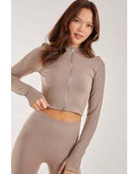 Pink Vanilla - Active Rib Double Zip Top - Lyst