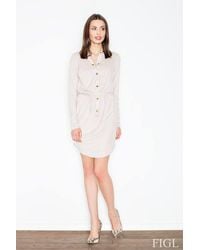 Love Lace - Suede Touch Stand Collar Button Waist Dress - Lyst