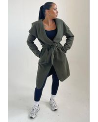 Femme Luxe - Waterfall Duster Belted Long Coat - Lyst