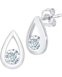 Jewelco London - 9ct White Gold Round 1/2ct Diamond Solitaire Stud Earrings - Pe0axl1806w - Lyst