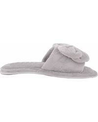 Absolute Footwear - Easy Slip On Velour Style Open Toe Mule Slipper With Bow Detail - Lyst