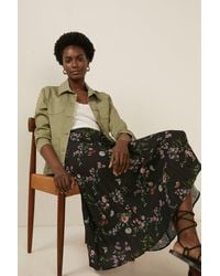 Oasis - Floral Pleated Midi Skirt - Lyst