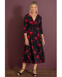 Anna Rose - Floral Print Jersey Midi Dress - Lyst