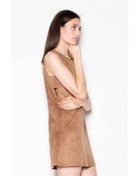 Love Lace - Soft Suede Imitation Back Zip Dress With Slits - Lyst