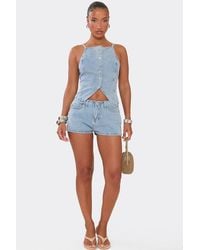 EGO - Denim Low Rise Mini Shorts - Lyst