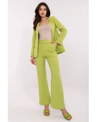 Love Lace - Elegant High Waist Polyester Trousers With Belt - Lyst