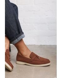 Where's That From - 'Charming' Slip On Suede Loafers Metal Trim Tassel - Lyst