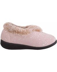Absolute Footwear - Easy Slip On Velour Style Bootee Slipper With Faux Fur Collar - Lyst