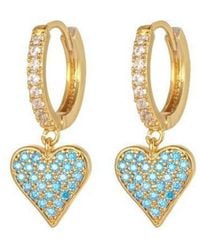 Jewelco London - Plated Light Cz Love Heart Huggie Drop Earrings - Lyst