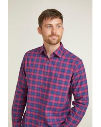 Double Two - Wine & Navy Check Long Sleeve Casual Shirt - Lyst