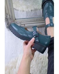 AJVANI - Mid Heel Chunky Platform T-Bar Brogue Mary Janes - Lyst