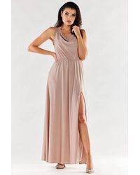 Love Lace - Sleeveless Maxi Dress With Ruffles & Side Slit - Lyst