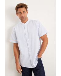 Burton - Blue Short Sleeve Plus And Tall Stripe Grandad Oxford Shirt - Lyst