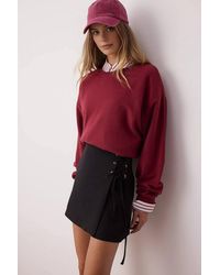 WOVCOR - Lace-Up Woven Mini Skort W/ Eyelet Detail - Lyst