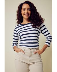 M&CO. - Striped 3/4 Sleeve Cotton Top - Lyst