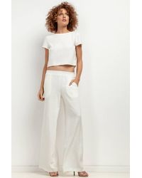 Love Lace - Summer Linen Elasticated Waist Wide Leg Trousers - Lyst