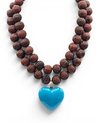 Michael Nash Jewelry - Amour Carved Tortoise Resin Bead Necklace W Heart Pendant - Lyst
