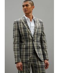 Burton - Skinny Fit Folk Brown Check Suit Jacket - Lyst