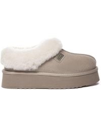EverAu Australia - Real Sheepskin Topknot Leather Platform Slippers With Eva Sole - Lyst
