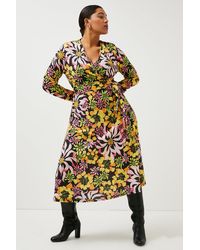 Karen Millen - Plus Size Floral Printed Midi Jersey Dress - Lyst