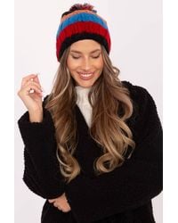 Love Lace - Striped Winter Hat With Pom Pom Soft Elastic Knit For Cold Days - Lyst
