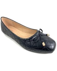LARANGE - Pu Leather Quilted Slip On Flatform Ballerina Shoes Bow - Lyst