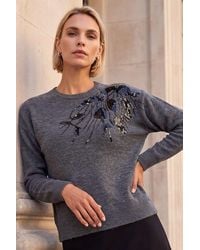 Roman - Floral Sequin Knit Jumper - Lyst