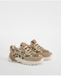 Boohoo - Leopard Print Chunky Sneakers - Lyst