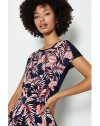 Coast - Short Sleeve Palm Leaf Woven Tie Front Top - Lyst