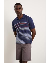Burton - Slim Fit Blue Short Sleeve Stripe Knitted Polo - Lyst
