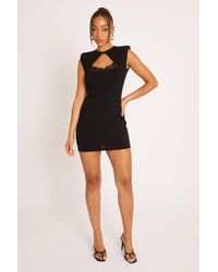 Rebellious Fashion - Lace Trim Cut Out Shoulder Pad Mini Dress - Lyst
