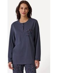 DAMART - Pyjamas Pull-On Cotton Print Long Sleeve Tunic Top & Trousers - Lyst