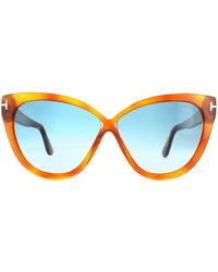Tom Ford - Cat Eye Blonde Havana Blue Gradient Sunglasses - Lyst