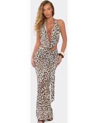 EGO - Tie Leopard Print Low Rise Maxi Skirt - Lyst