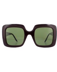 Gucci - Square Dark Red Green Sunglasses - Lyst