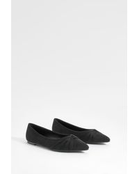 Boohoo - Wide Fit Twist Front Pointed Flats - Lyst