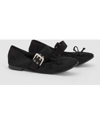 Faith - Mila Faux Suede Buckle Ruched Ballet Flats - Lyst