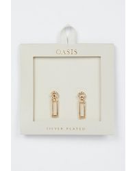 Oasis - Gold Plated Rectangle Drop Earrings - Lyst