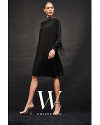 Wallis - Black Embellished Back Pearl Choker Dress - Lyst