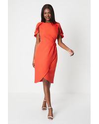 Coast - Ruffle Cape Sleeve Wrap Skirt Midi Dress - Lyst