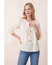 Style Cheat - Tiered Tie Textured Blouse - Lyst