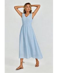 FS Collection - Sleeveless Shirred Bodice Midi Dress - Lyst