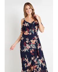 Wallis - Tropical Floral Cold Shoulder Dress - Lyst