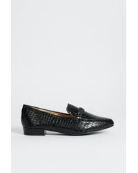 Oasis - Croc Textured Chain Slip On Loafer - Lyst