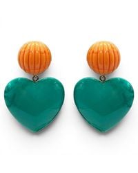 Michael Nash Jewelry - Amour Carved Coral Resin With Jade Resin Heart Drop Earrings - Lyst