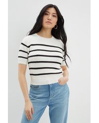 Dorothy Perkins - Black And White Striped Knitted T-shirt - Lyst