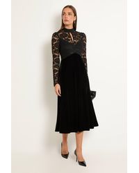 Wallis - Lace High Neck Fit & Flare Dress - Lyst