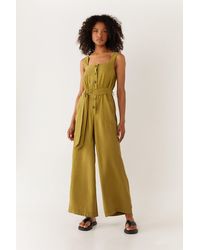 Warehouse - Petite Belted Button Through Utility Jumpsuit - Lyst